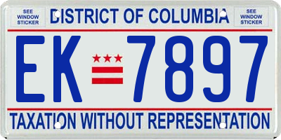 DC license plate EK7897