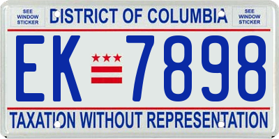 DC license plate EK7898