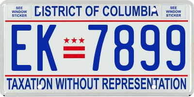 DC license plate EK7899