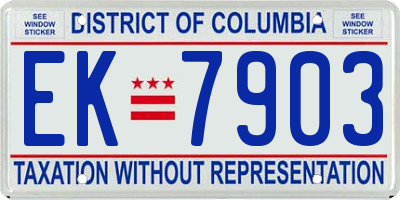 DC license plate EK7903