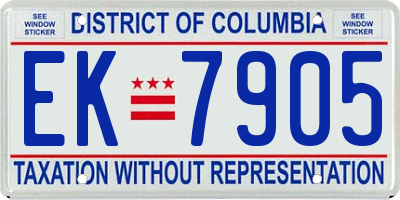 DC license plate EK7905