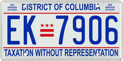 DC license plate EK7906