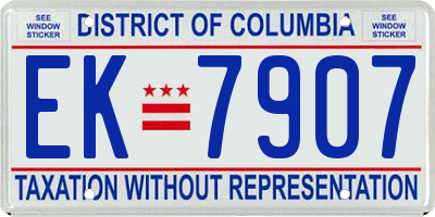 DC license plate EK7907