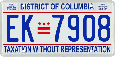 DC license plate EK7908