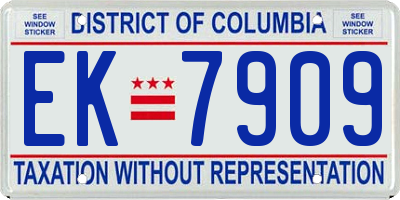 DC license plate EK7909