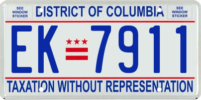 DC license plate EK7911