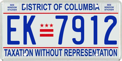 DC license plate EK7912