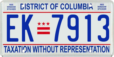 DC license plate EK7913