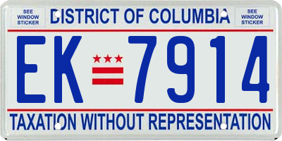 DC license plate EK7914