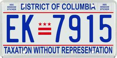 DC license plate EK7915