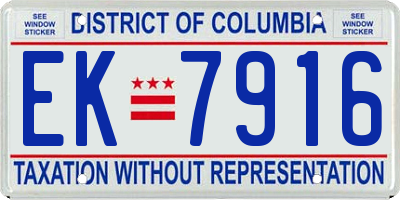 DC license plate EK7916