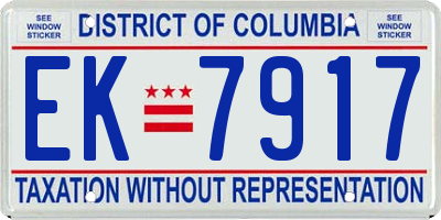 DC license plate EK7917