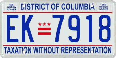 DC license plate EK7918