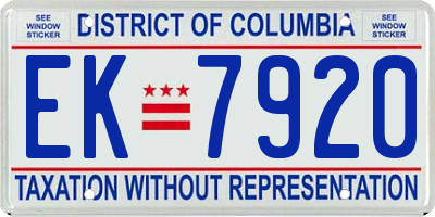 DC license plate EK7920