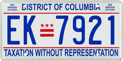 DC license plate EK7921