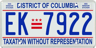 DC license plate EK7922