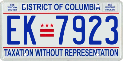 DC license plate EK7923