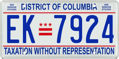 DC license plate EK7924