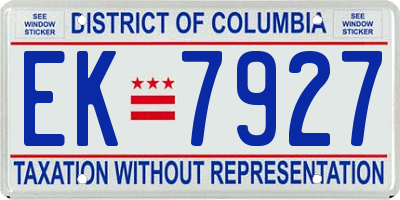 DC license plate EK7927