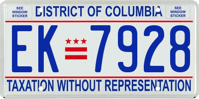 DC license plate EK7928