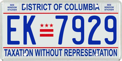 DC license plate EK7929