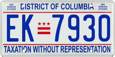 DC license plate EK7930