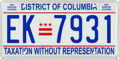 DC license plate EK7931