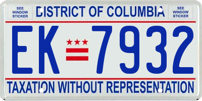 DC license plate EK7932