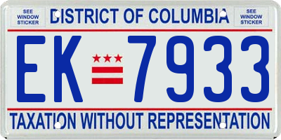 DC license plate EK7933