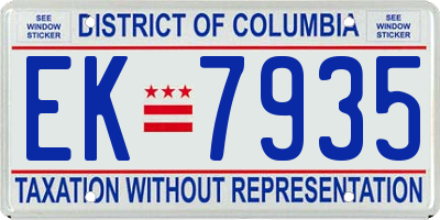 DC license plate EK7935