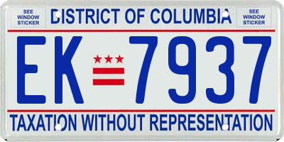 DC license plate EK7937