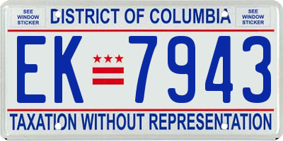 DC license plate EK7943