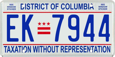 DC license plate EK7944