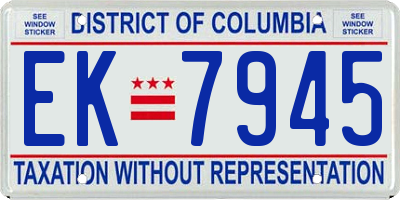 DC license plate EK7945