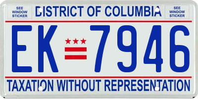 DC license plate EK7946