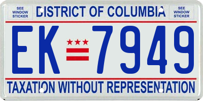 DC license plate EK7949