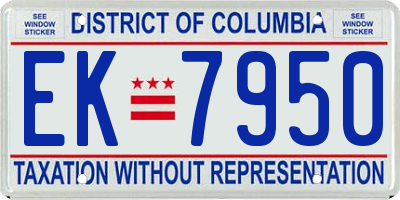 DC license plate EK7950