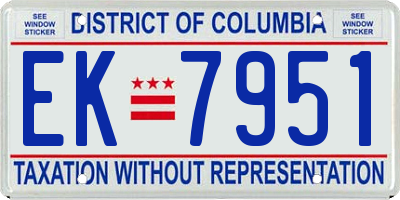 DC license plate EK7951