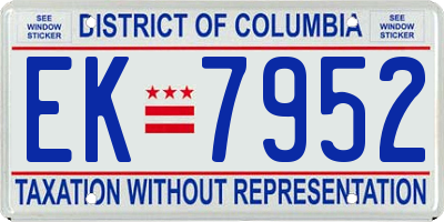 DC license plate EK7952