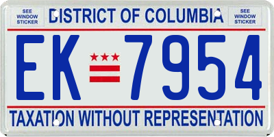 DC license plate EK7954