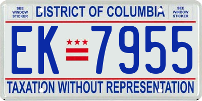 DC license plate EK7955