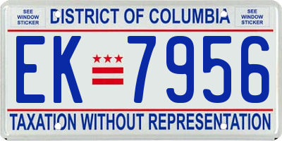 DC license plate EK7956