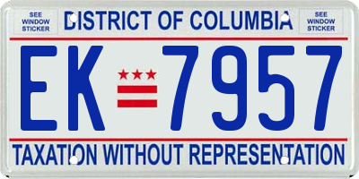 DC license plate EK7957