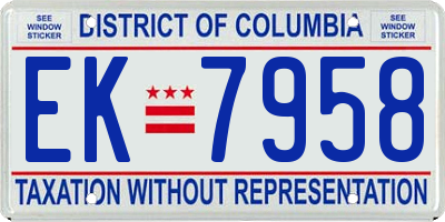 DC license plate EK7958