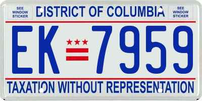 DC license plate EK7959