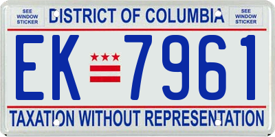 DC license plate EK7961