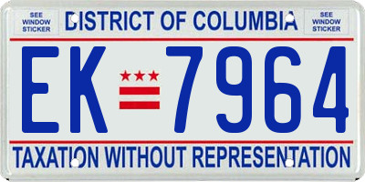 DC license plate EK7964