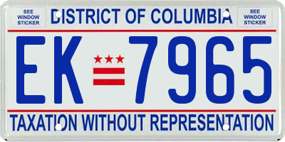 DC license plate EK7965