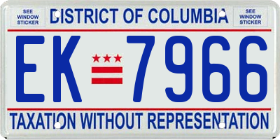 DC license plate EK7966