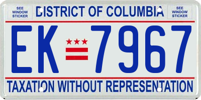 DC license plate EK7967